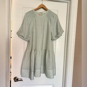 Club Monaco Light Green Tiered Cloud Mini Dress